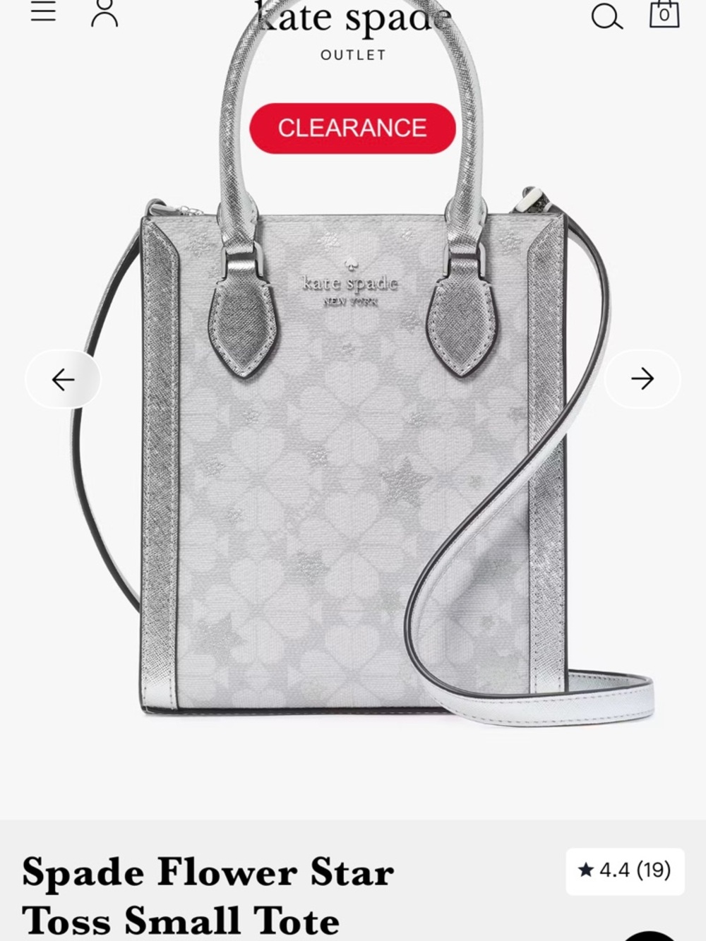 kate spade silver metallic Spade Flower Star small tote